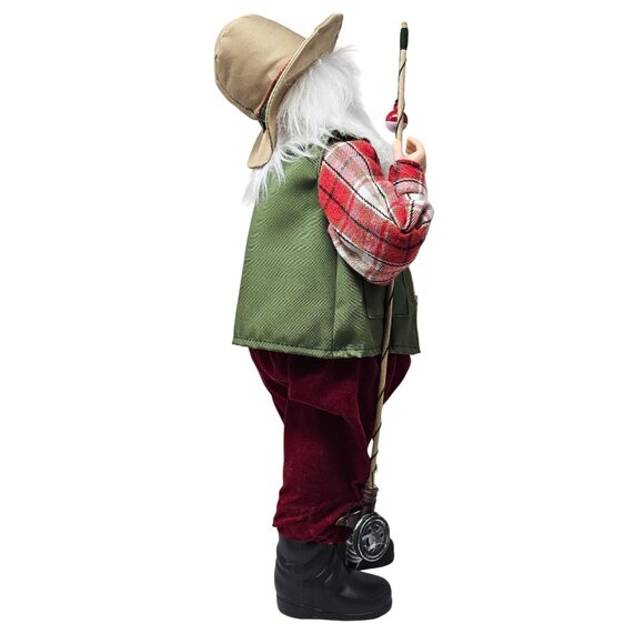 Fisherman Fishing Festive Upright 18" Santa Christmas Table Decoration - Picture 3 of 4